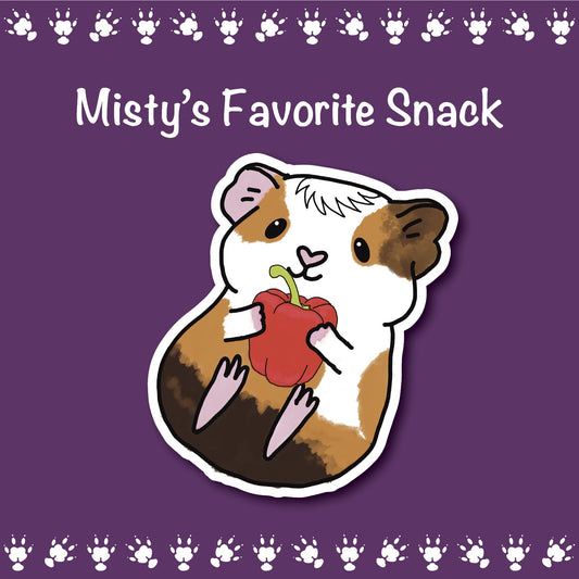 Misty's Favorite Snack Sticker - Guinea Pig Holding a Bell Pepper