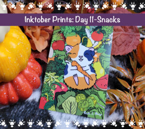 Snacks Guinea Pig Art Print | Folding Card | Postcard
