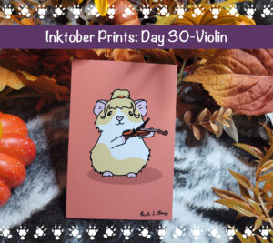 Violin Guinea Pig Art Print | Folding Card | Postcard
