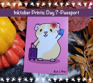Passport Guinea Pig Art Print | Folding Card | Postcard