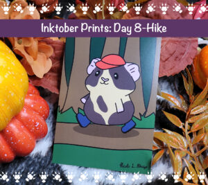 Hike Guinea Pig Art Print | Folding Card | Postcard